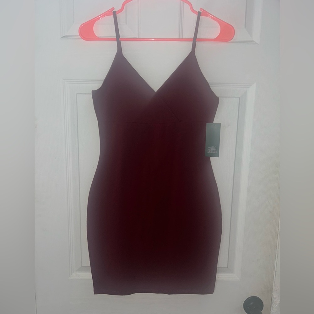 wild fable Burgundy Spaghetti-Strap Midi Dress
